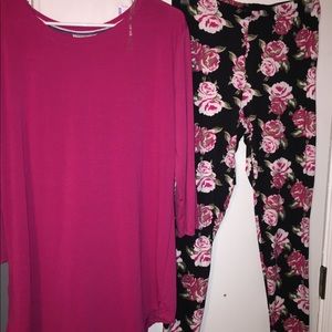 New outfit. Pink shirt & leggings